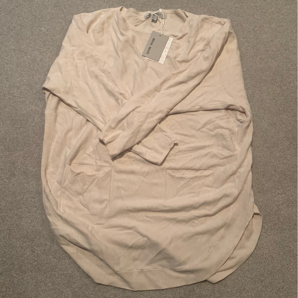 Meo Meli Pullover Sweater Made in Italy Cream Wool Blend One Size